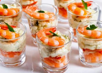 Verrine crevettes saumon et fromage frais